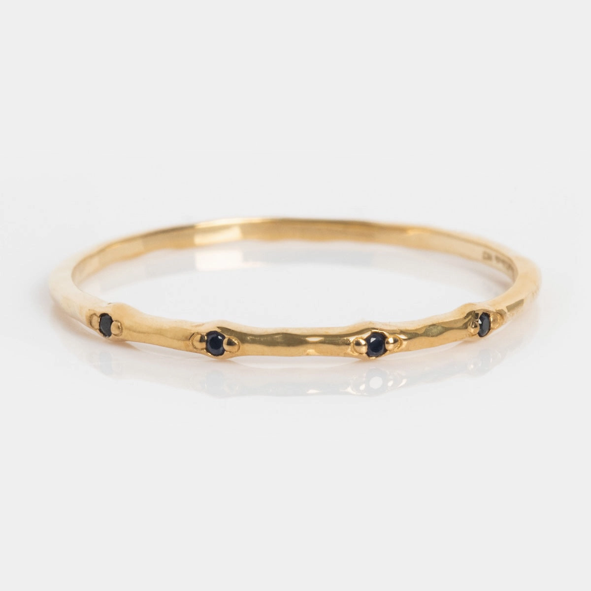 Solid Gold Textured Birthstone Stacking Ring