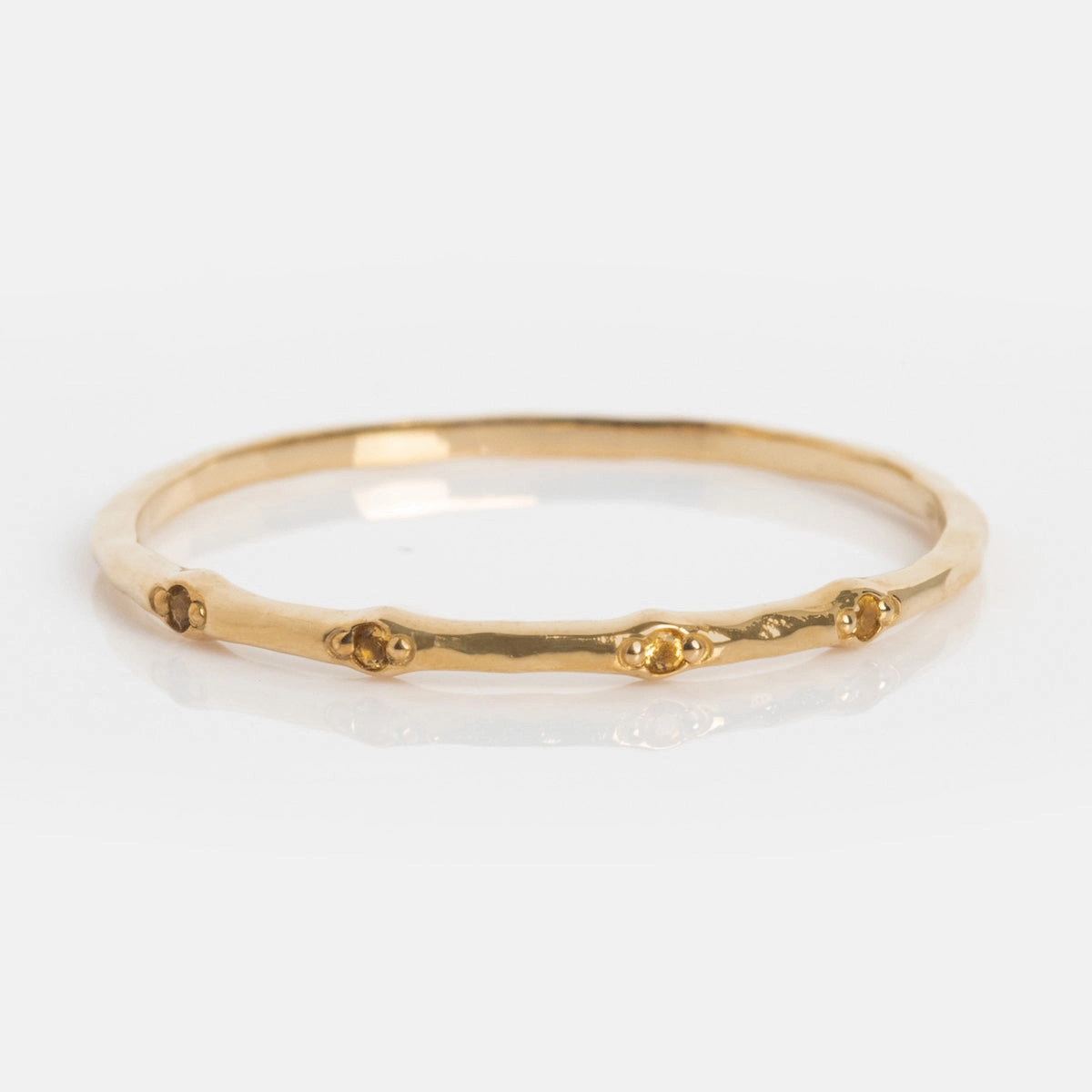 Solid Gold Textured Birthstone Stacking Ring