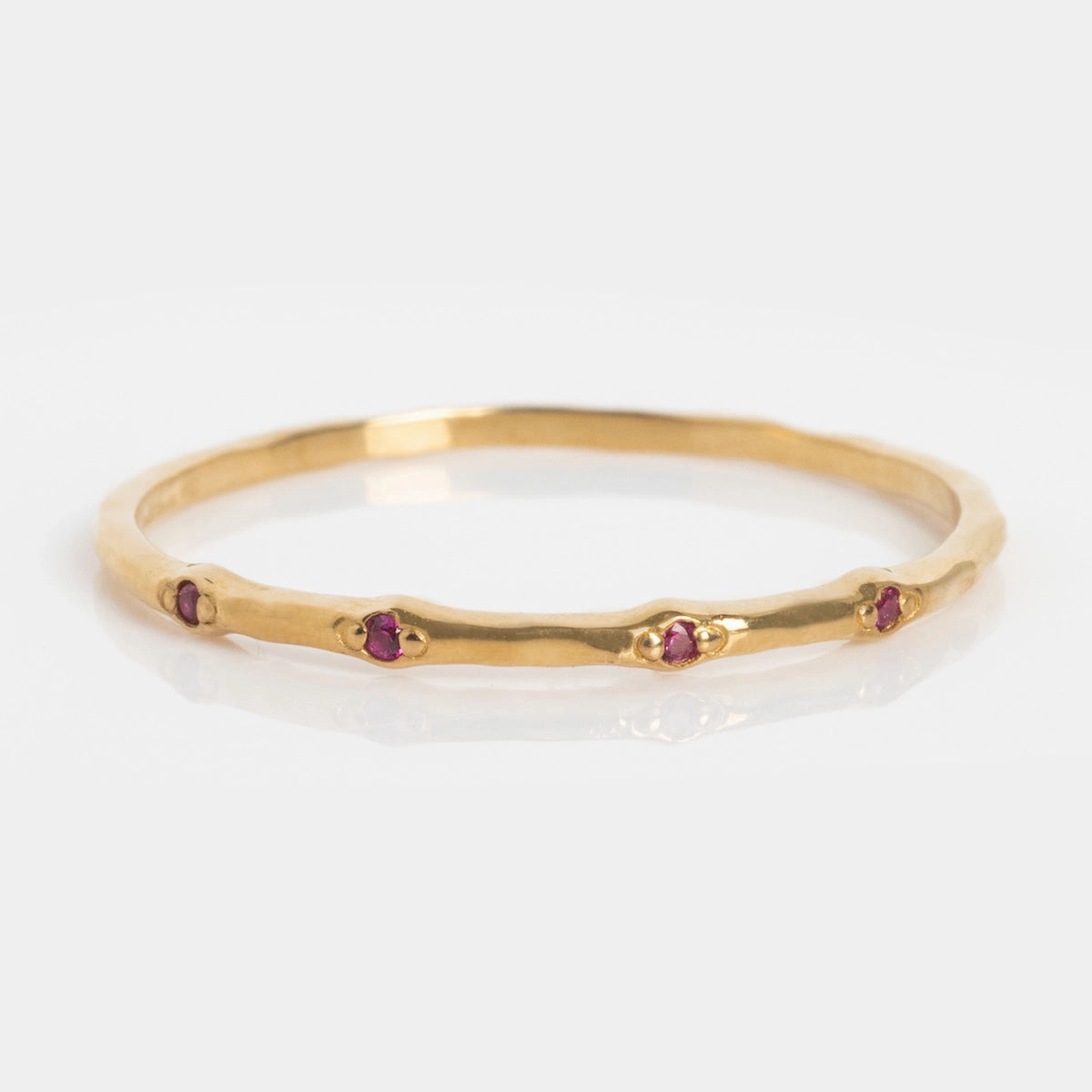 Solid Gold Textured Birthstone Stacking Ring