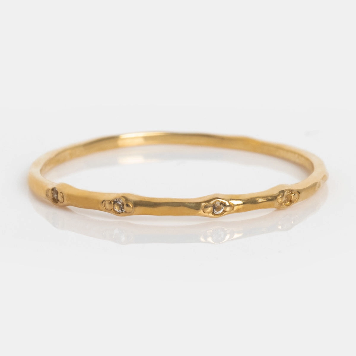 Solid Gold Textured Birthstone Stacking Ring