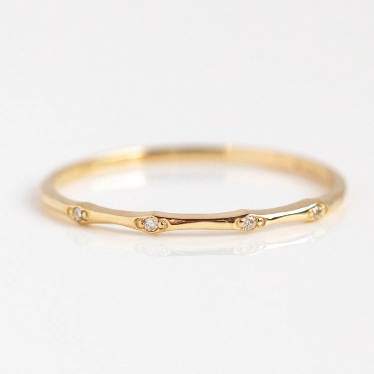 Solid Gold Textured Birthstone Stacking Ring