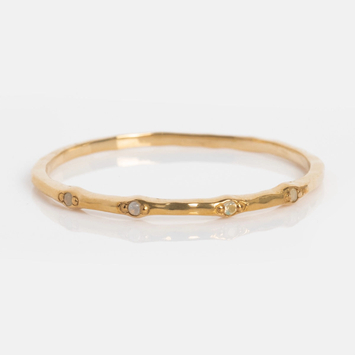 Solid Gold Textured Birthstone Stacking Ring