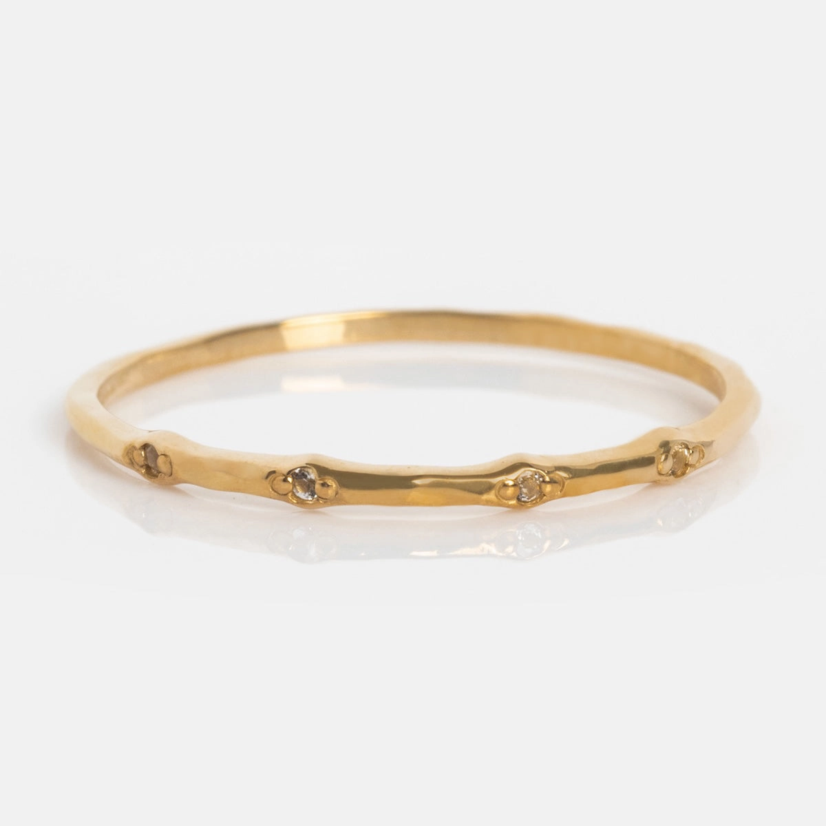 Solid Gold Textured Birthstone Stacking Ring