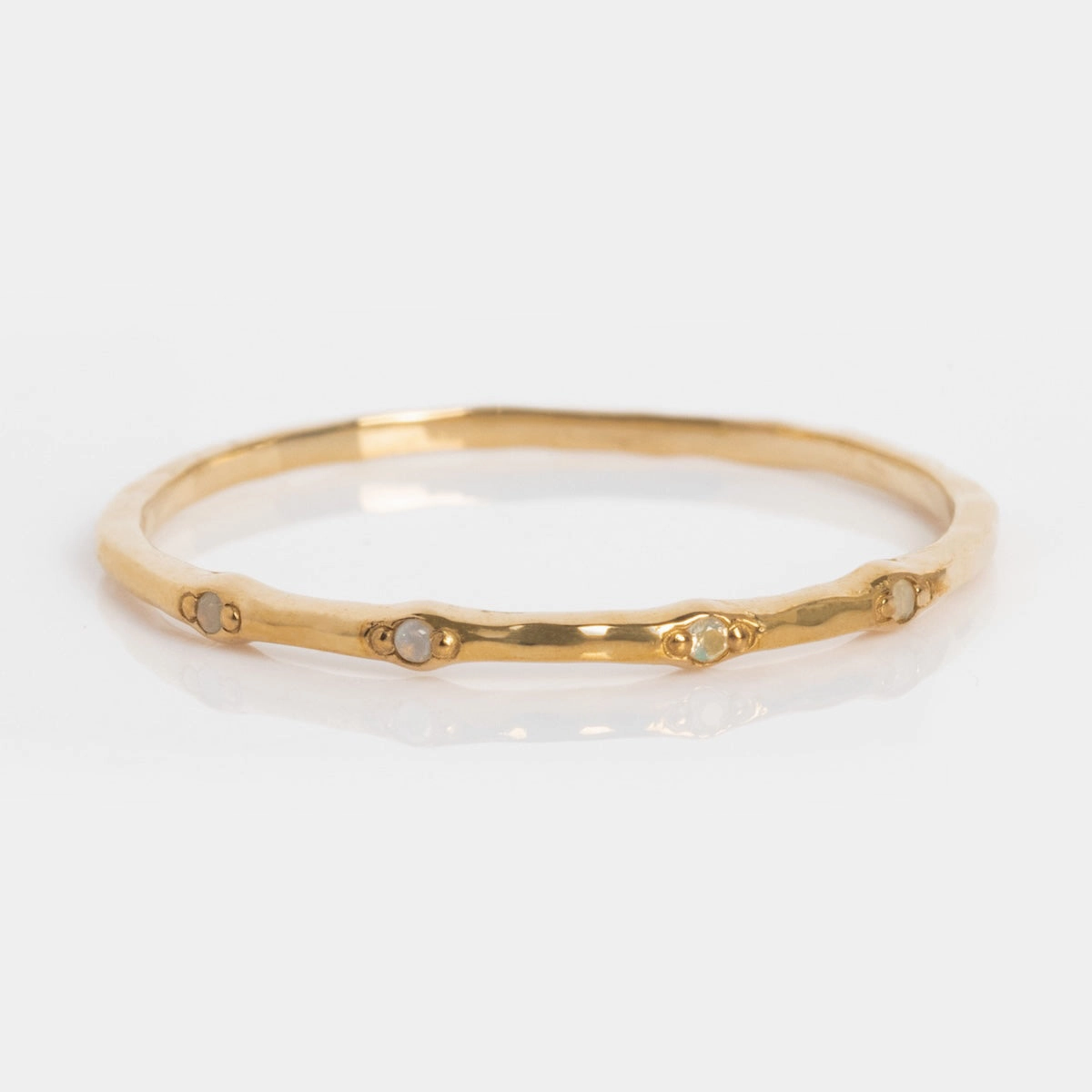 Solid Gold Textured Birthstone Stacking Ring