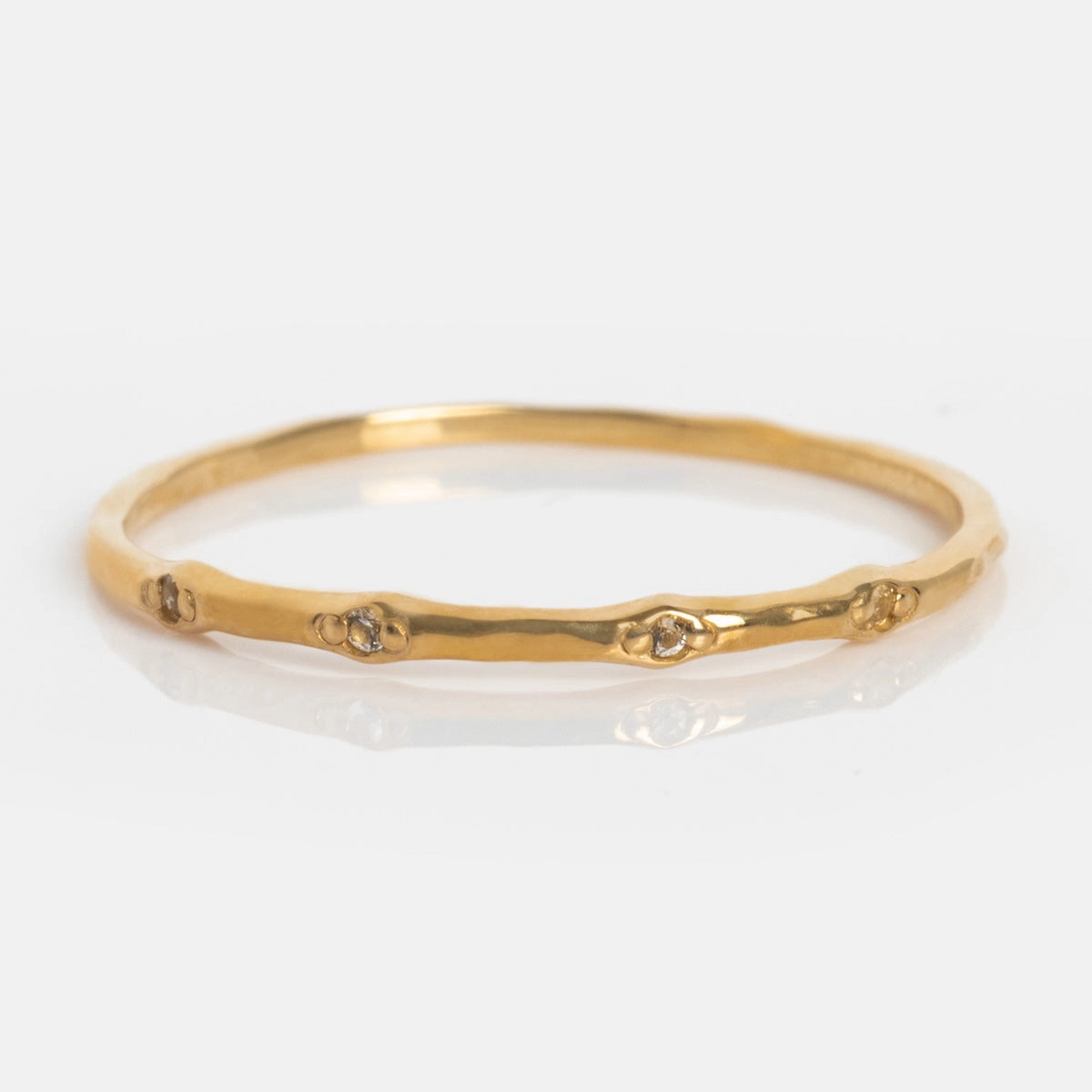 Solid Gold Textured Birthstone Stacking Ring