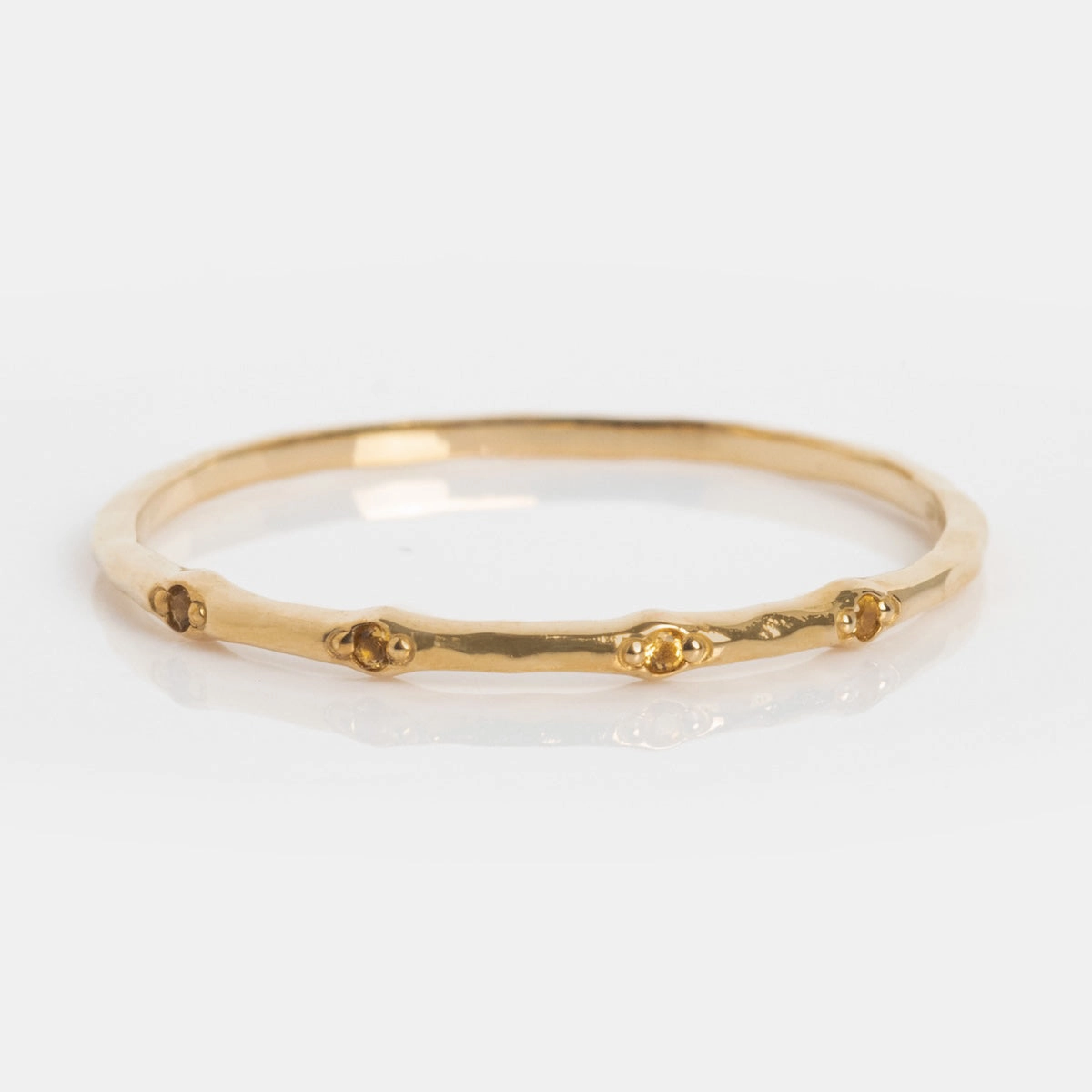 Solid Gold Textured Birthstone Stacking Ring
