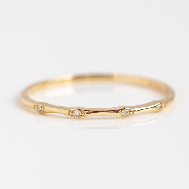 Solid Gold Textured Birthstone Stacking Ring