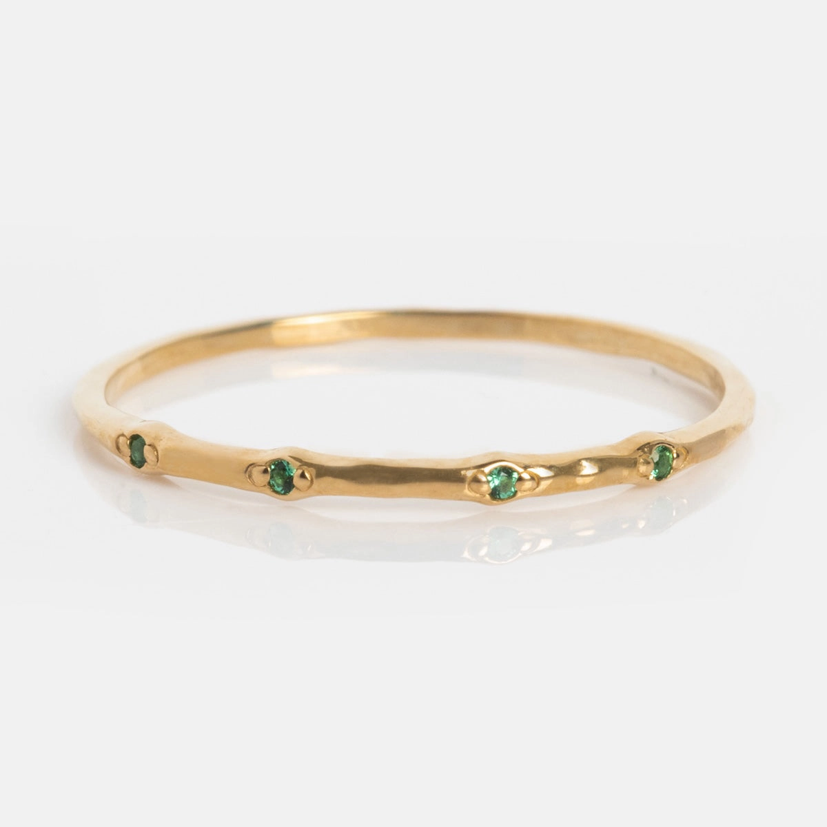 Solid Gold Textured Birthstone Stacking Ring