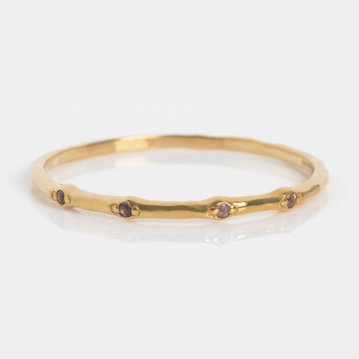 Solid Gold Textured Birthstone Stacking Ring