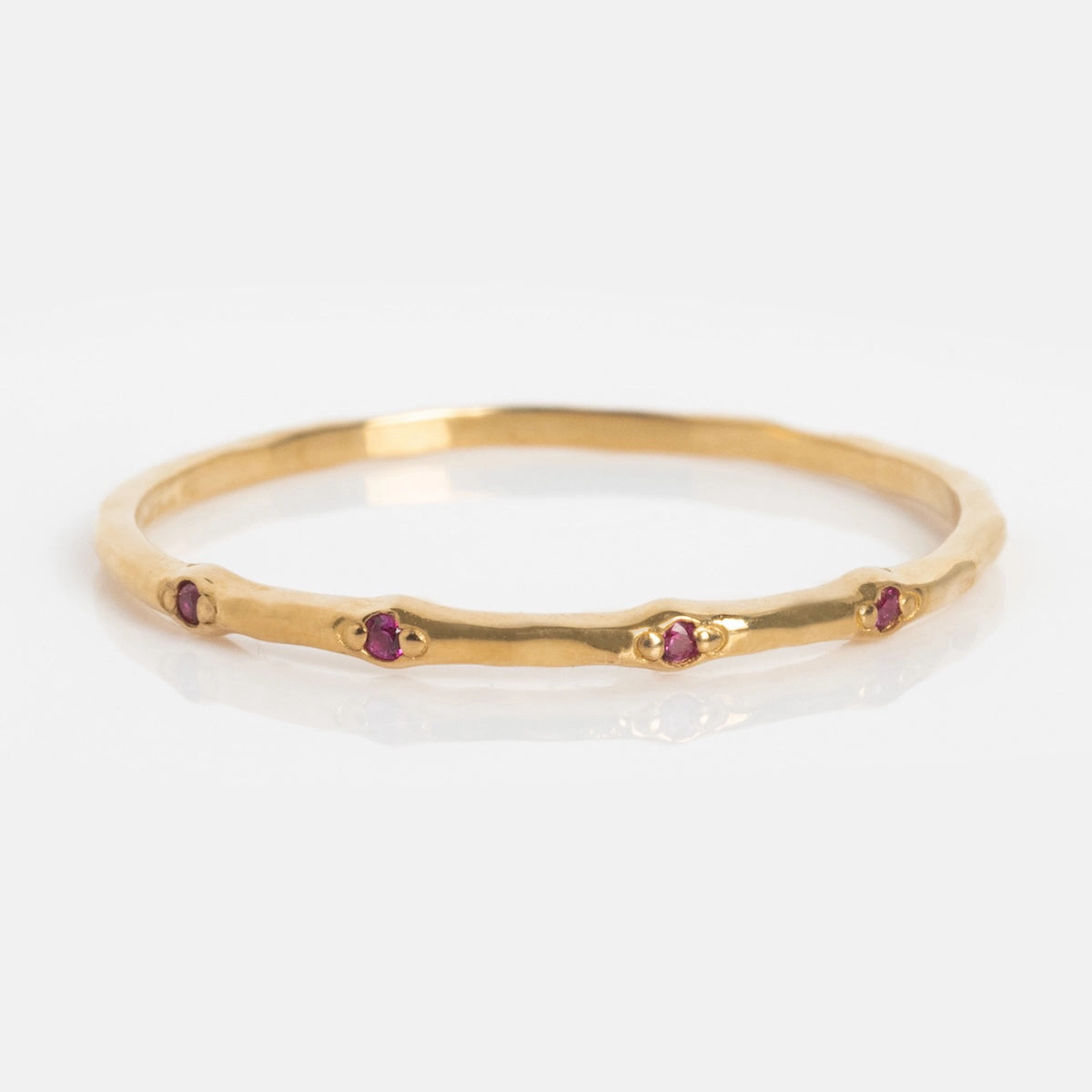 Solid Gold Textured Birthstone Stacking Ring
