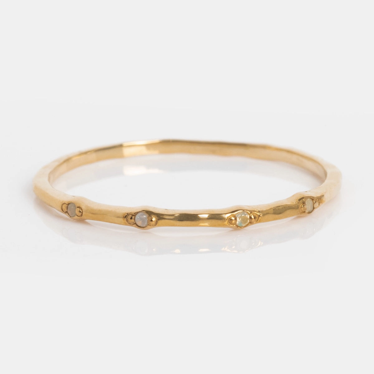 Solid Gold Textured Birthstone Stacking Ring