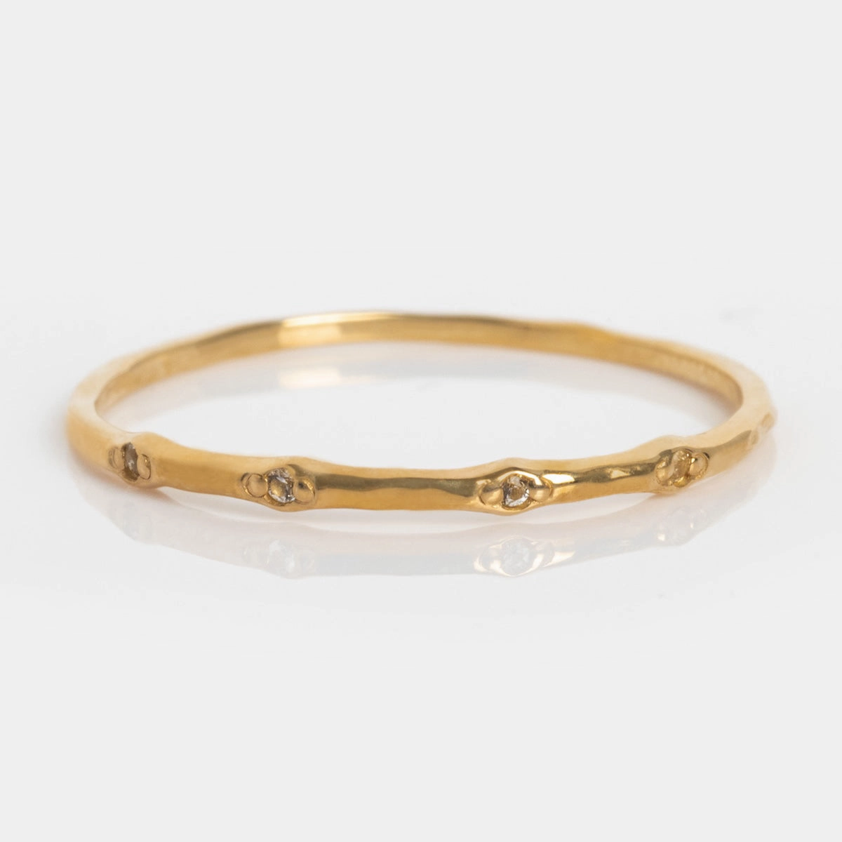 Solid Gold Textured Birthstone Stacking Ring