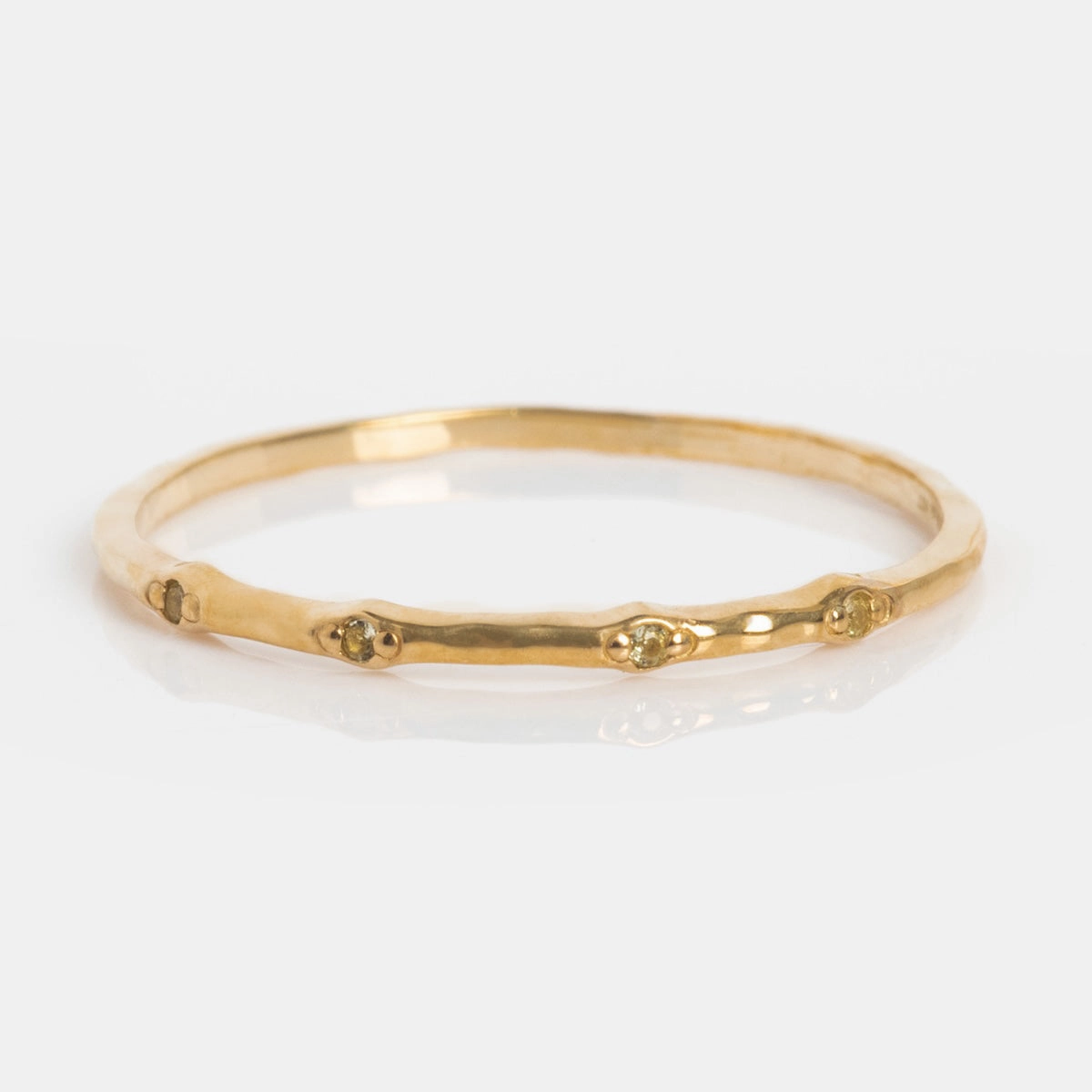 Solid Gold Textured Birthstone Stacking Ring