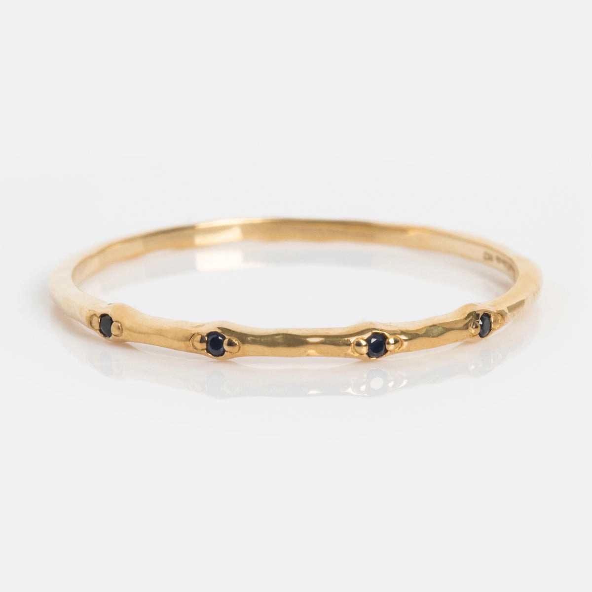 Solid Gold Textured Birthstone Stacking Ring