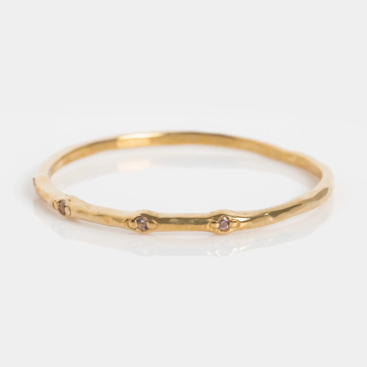 Solid Gold Textured Birthstone Stacking Ring