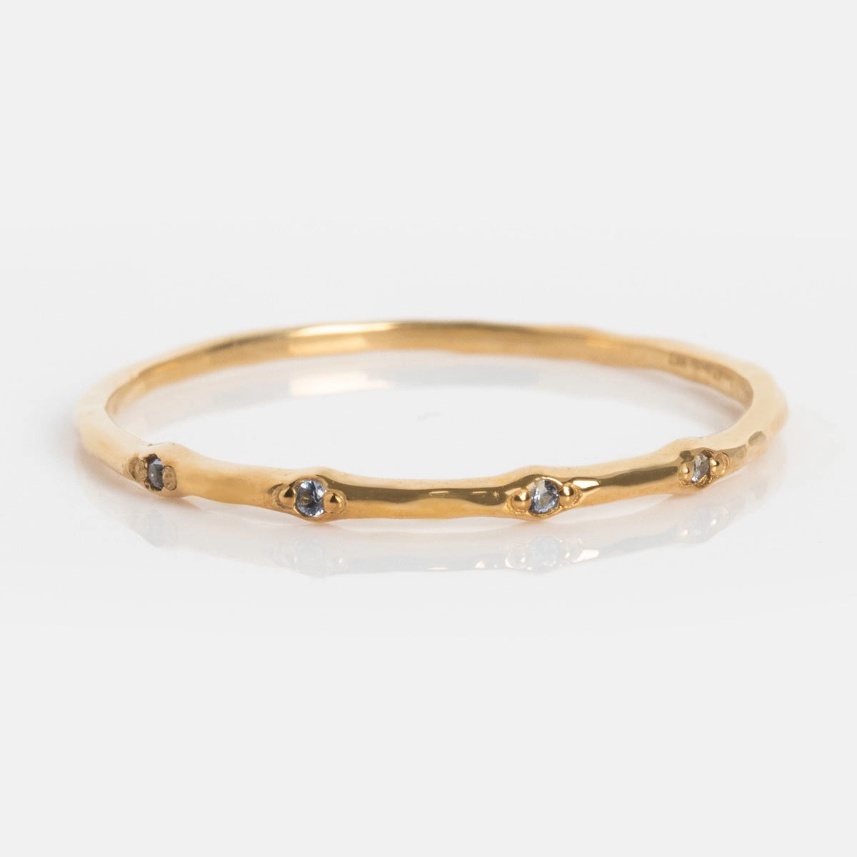 Solid Gold Textured Birthstone Stacking Ring