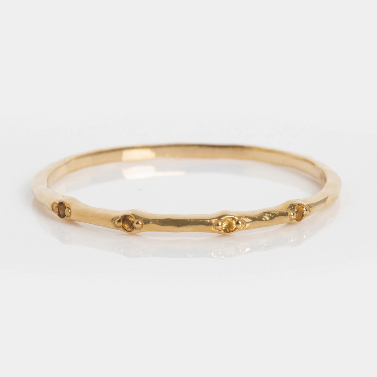 Solid Gold Textured Birthstone Stacking Ring
