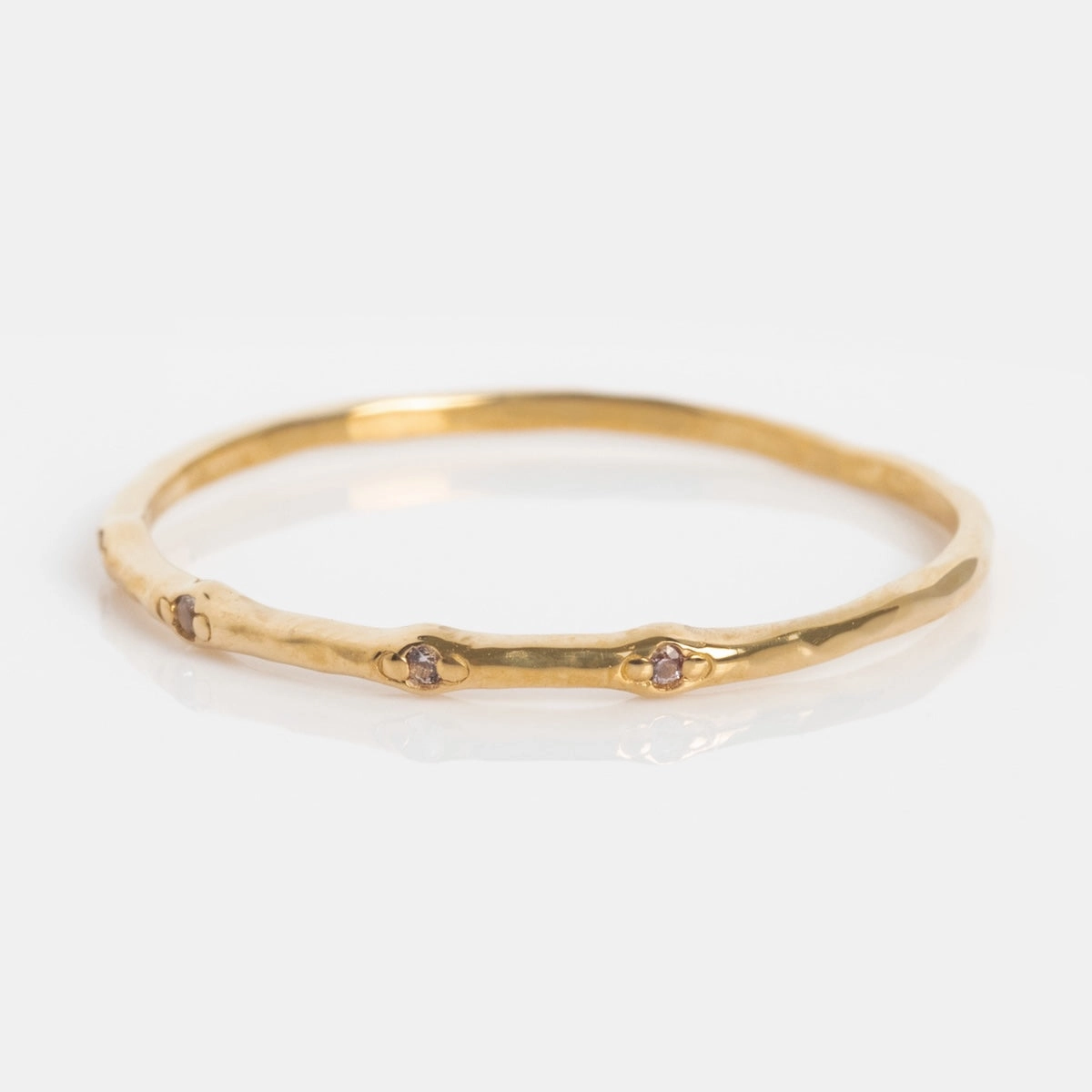Solid Gold Textured Birthstone Stacking Ring