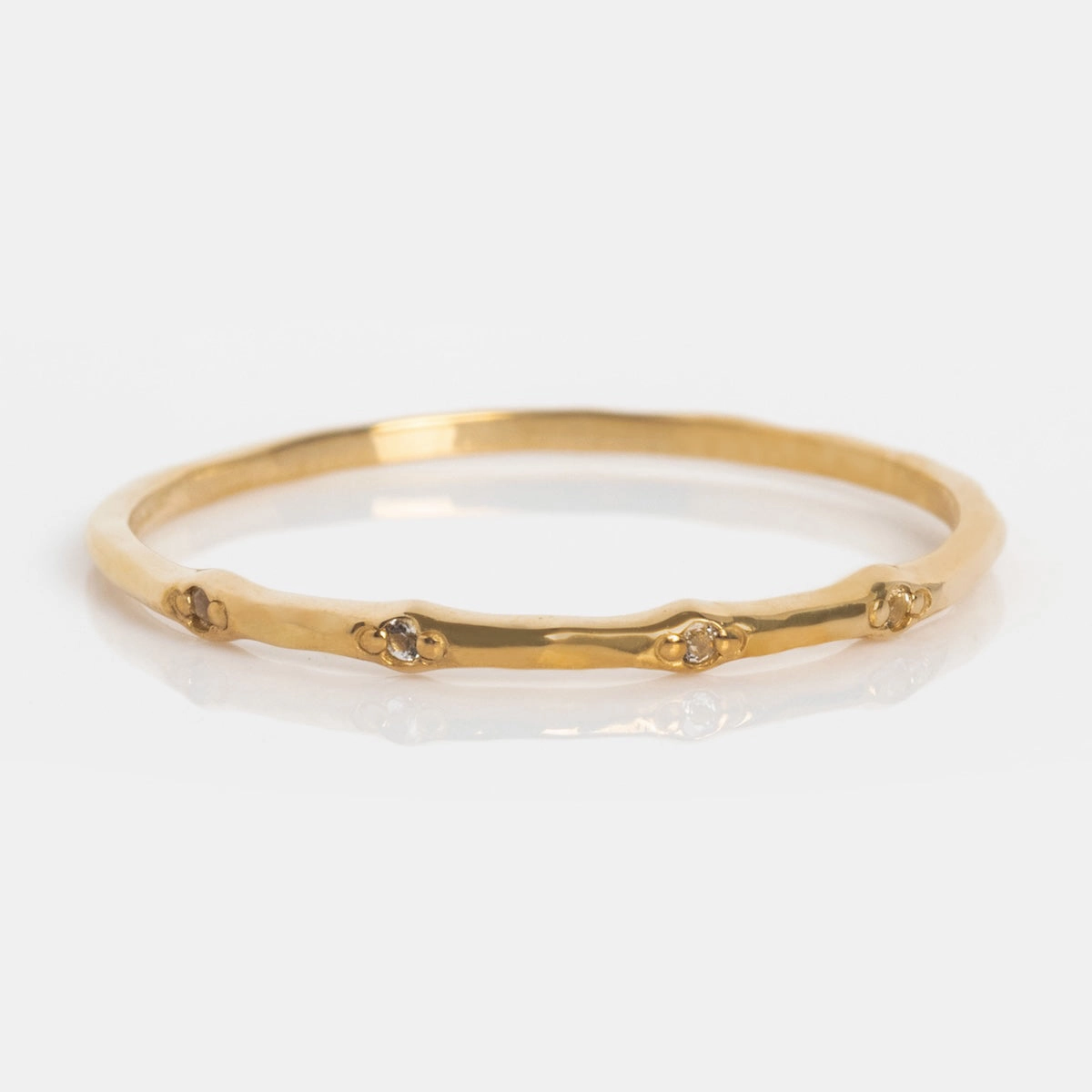 Solid Gold Textured Birthstone Stacking Ring