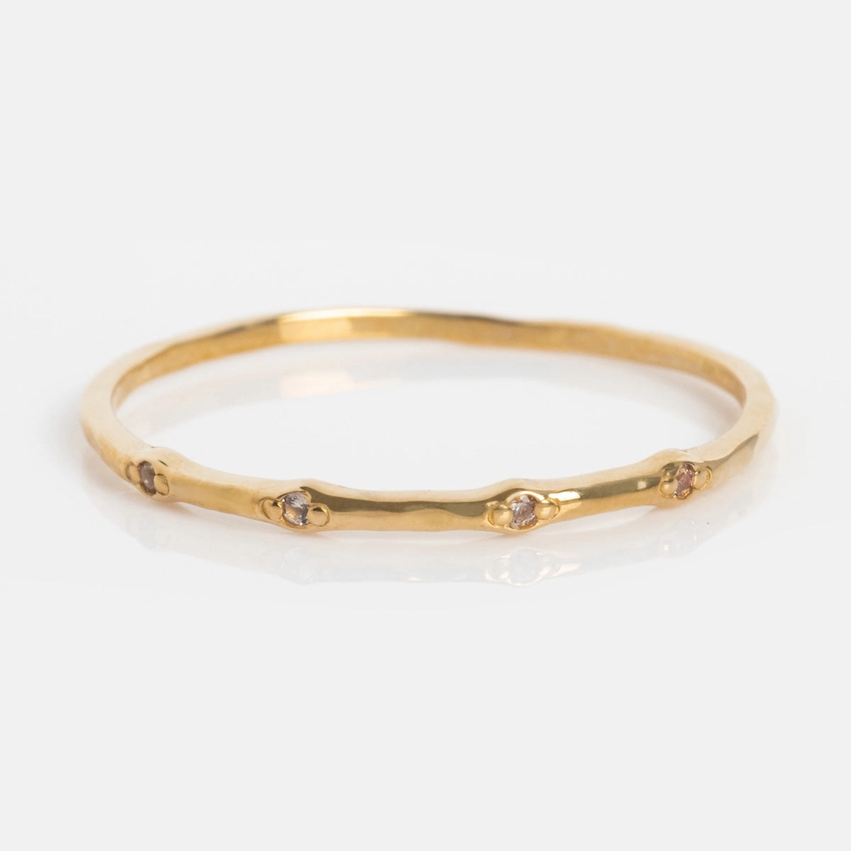 Solid Gold Textured Birthstone Stacking Ring