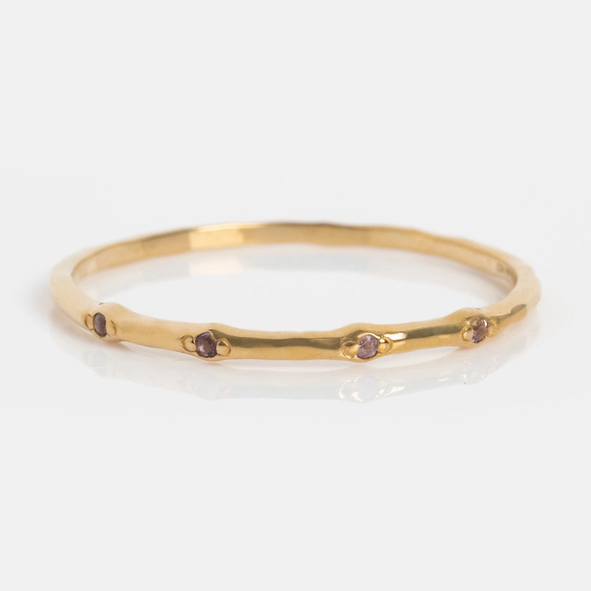 Solid Gold Textured Birthstone Stacking Ring