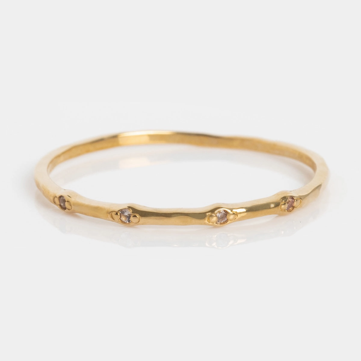 Solid Gold Textured Birthstone Stacking Ring