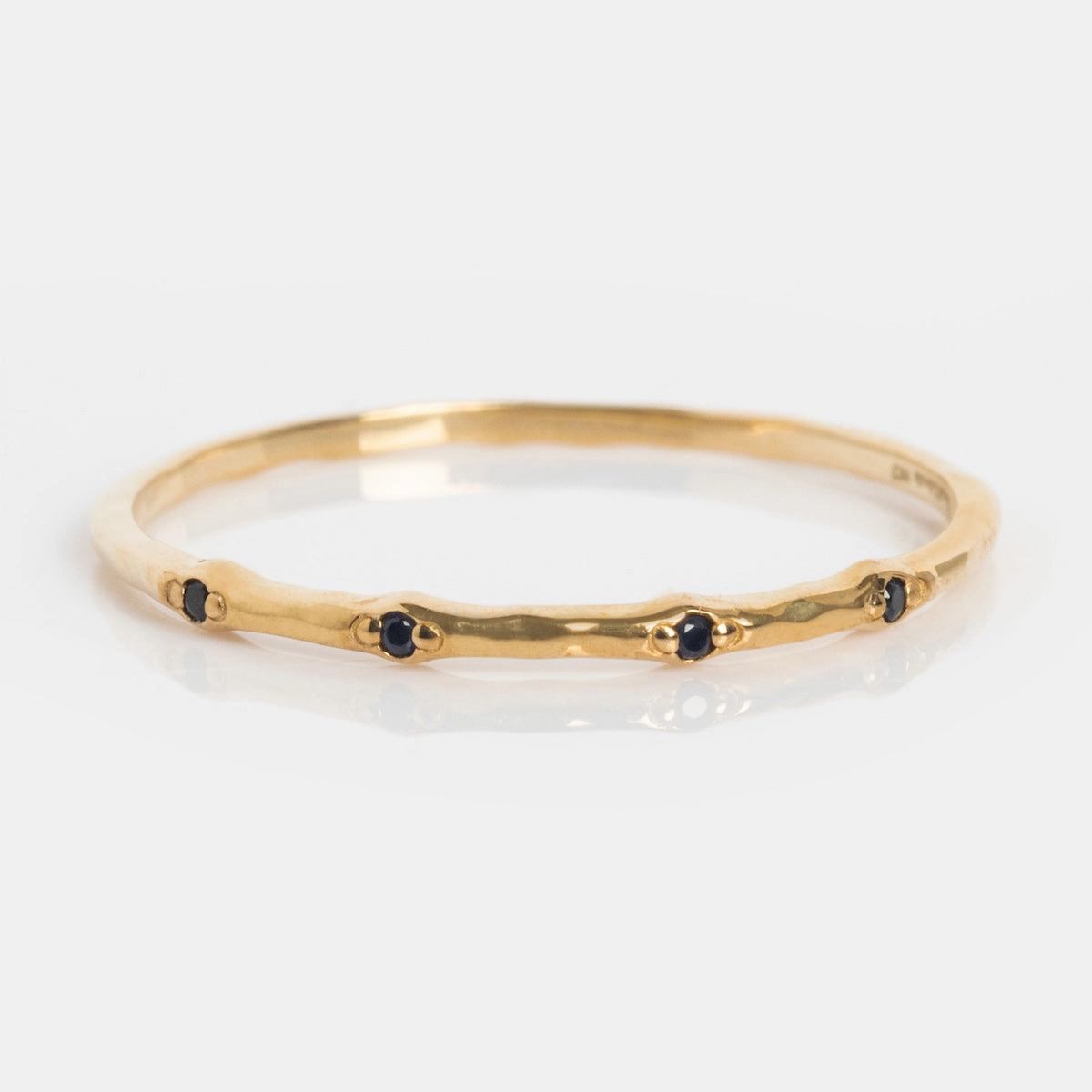 Solid Gold Textured Birthstone Stacking Ring