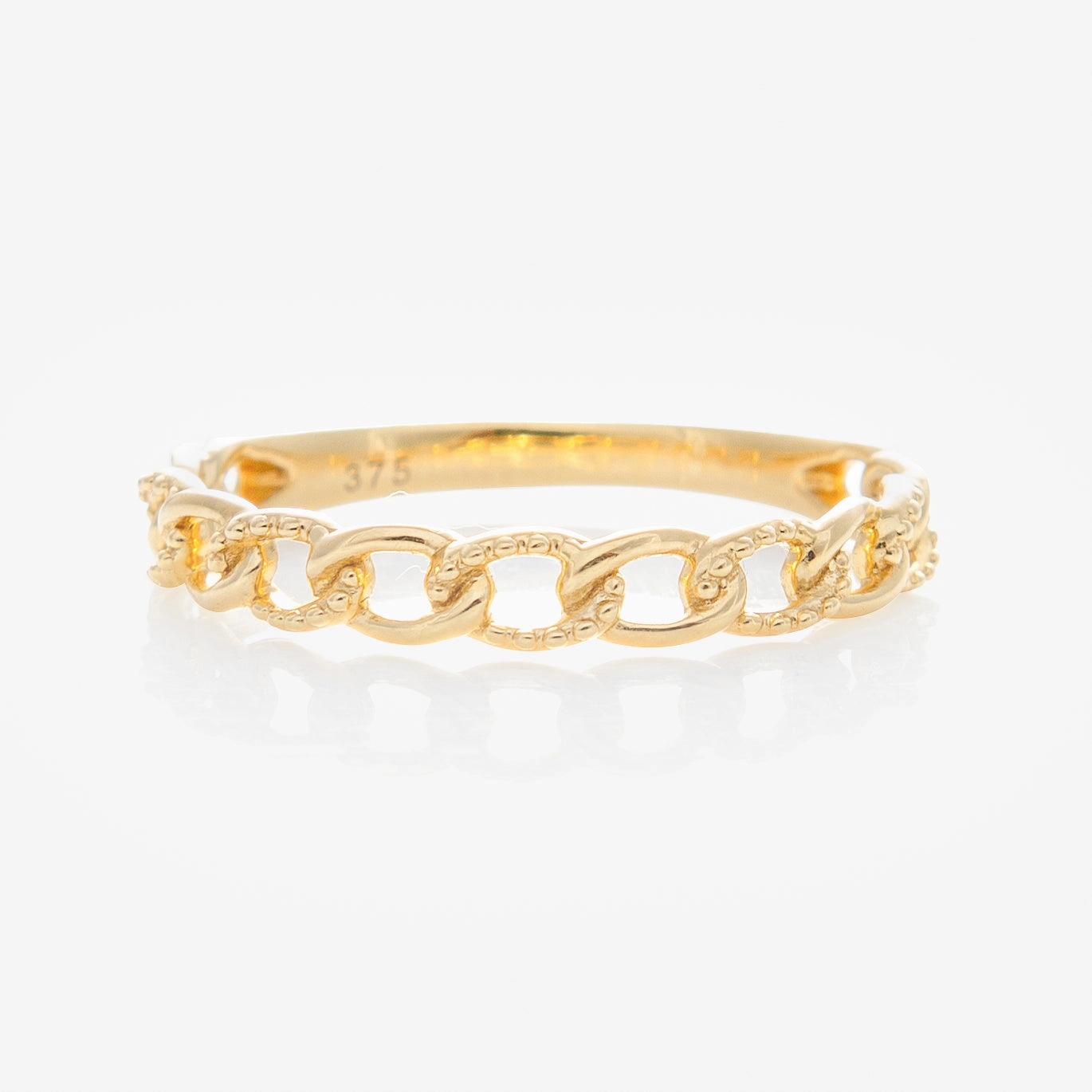 Solid Gold Textured Chain Link Ring