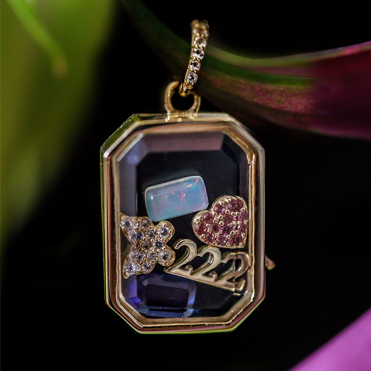 Solid Gold Tiny Birthstone Charm for Glass Charm Locket