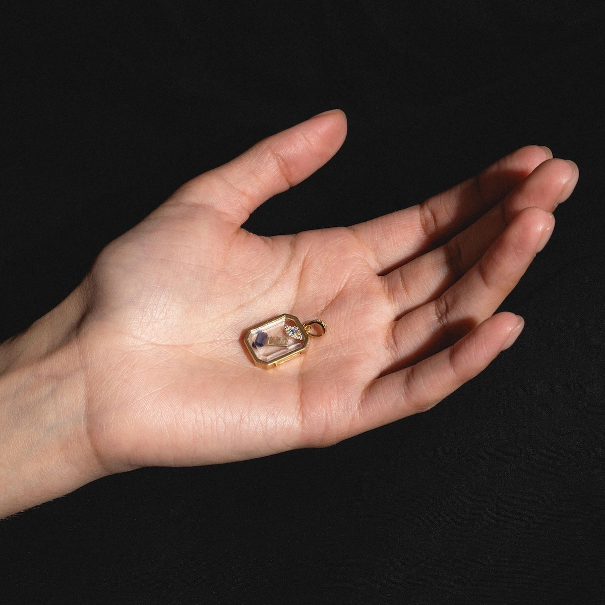 Solid Gold Tiny Birthstone Charm for Glass Charm Locket