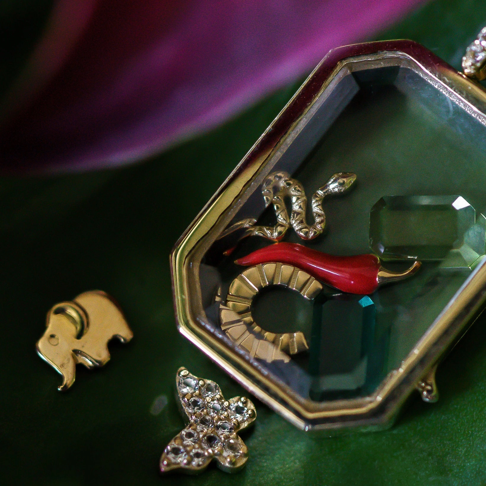 Solid Gold Tiny Birthstone Charm for Glass Charm Locket