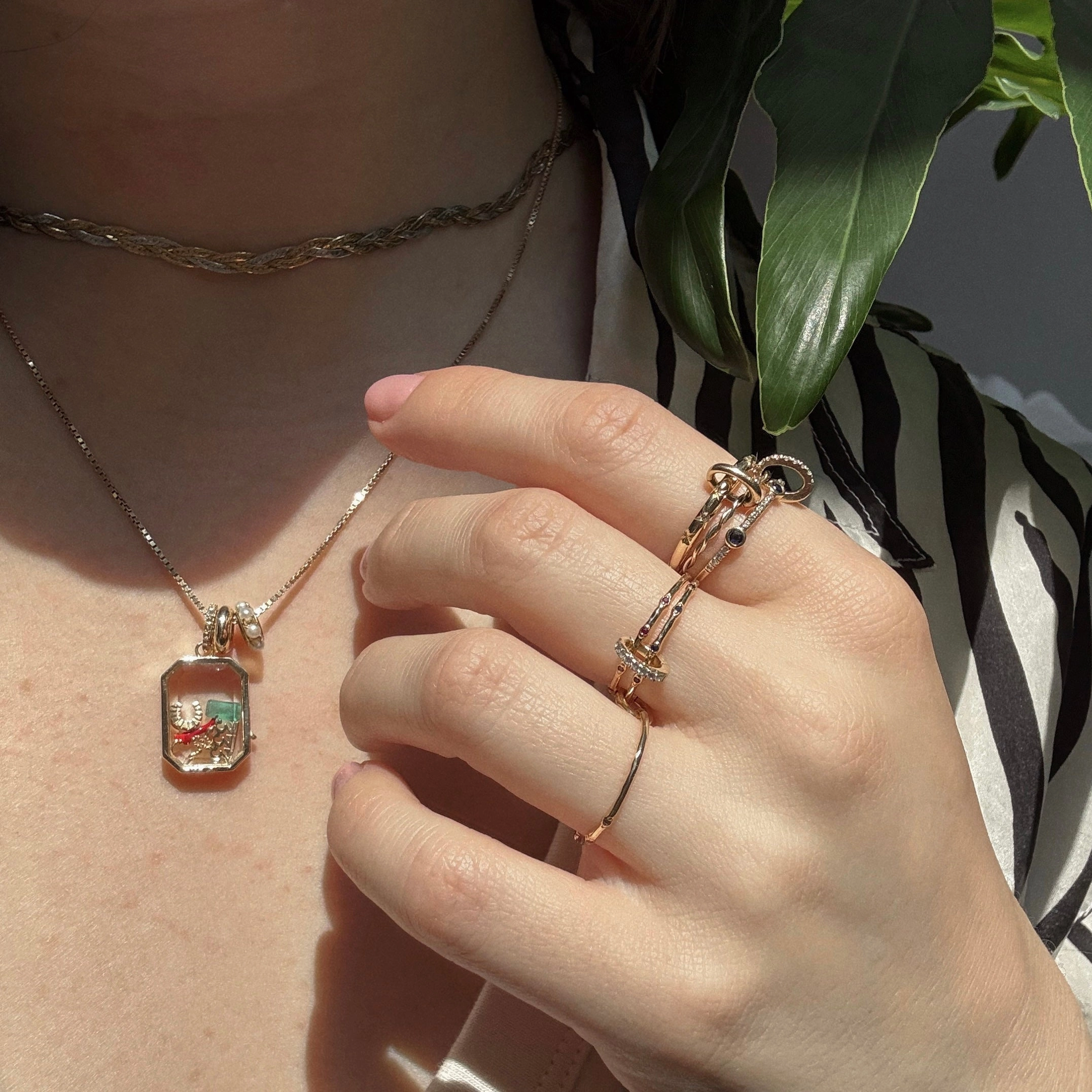 Solid Gold Tiny Birthstone Charm for Glass Charm Locket