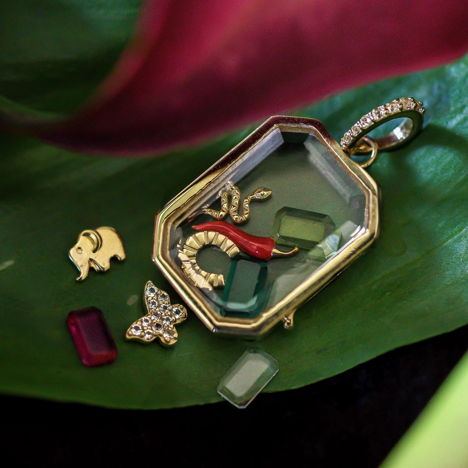 Solid Gold Tiny Birthstone Charm for Glass Charm Locket