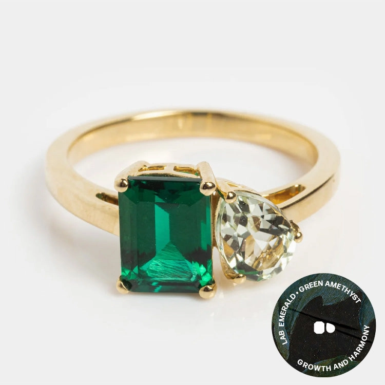 Solid Gold Toi et Moi Colorful Gemstone Ring