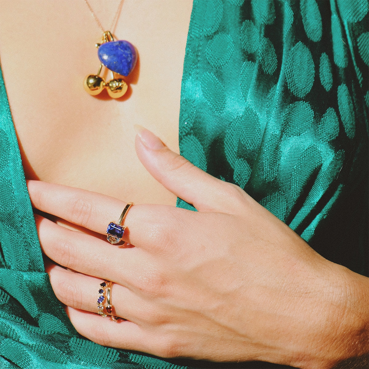 Solid Gold Toi et Moi Colorful Gemstone Ring