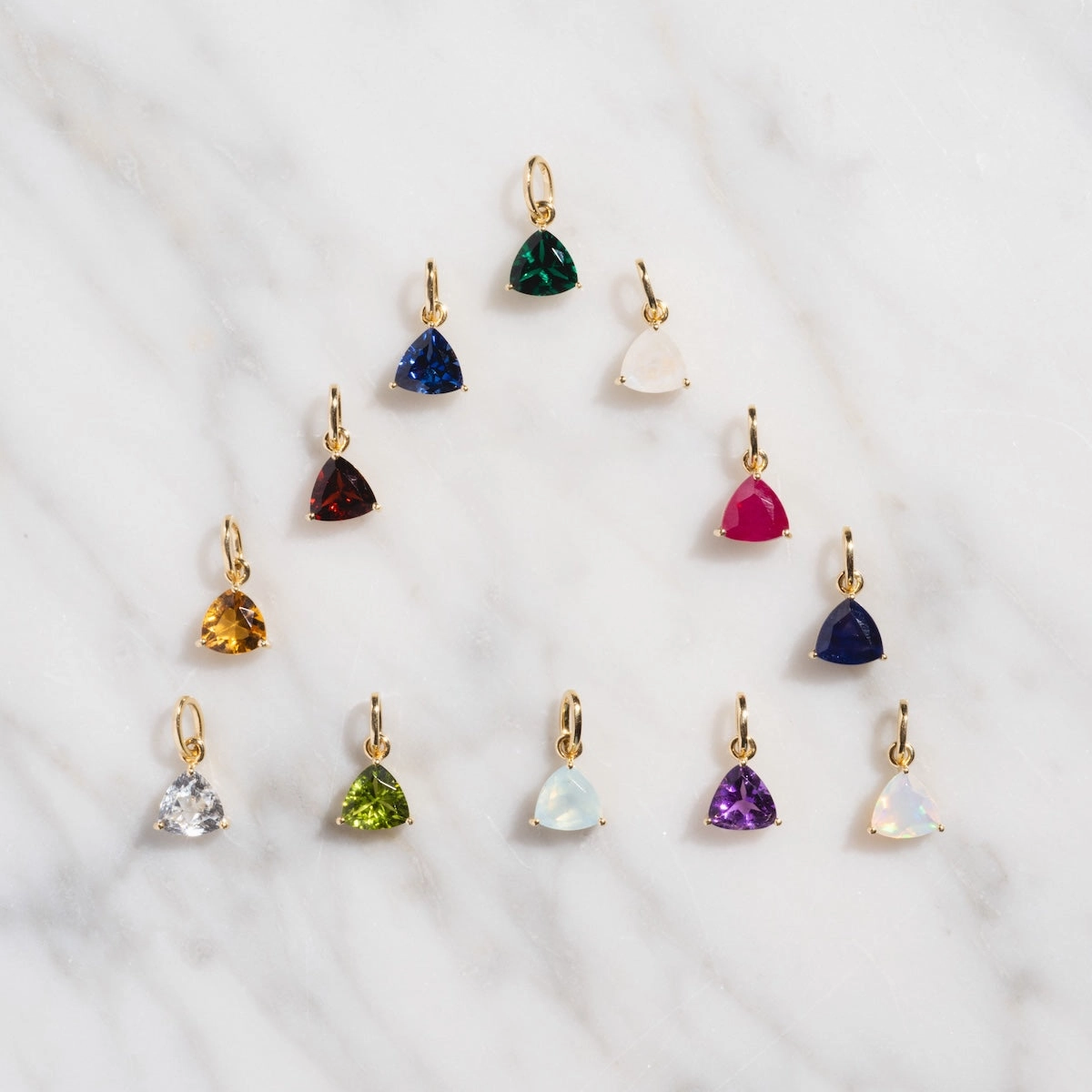 Solid Gold Trillion Birthstone Charm