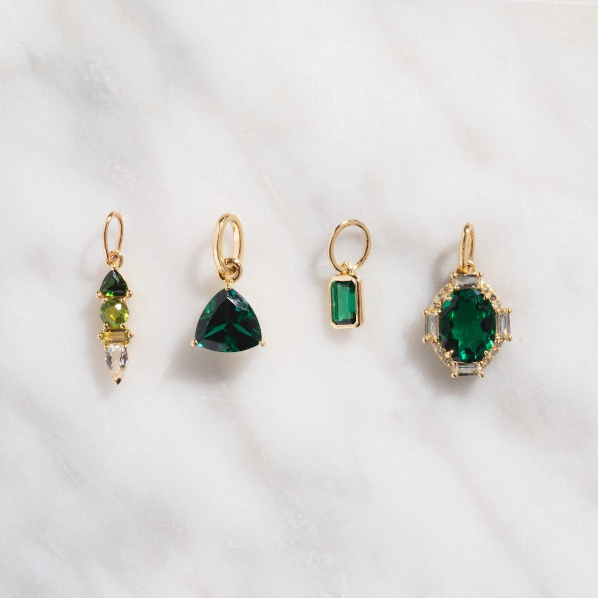 Solid Gold Trillion Birthstone Charm