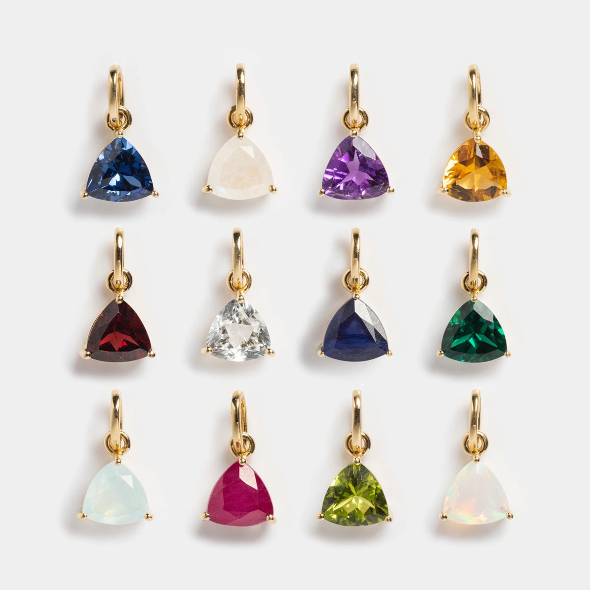 Solid Gold Trillion Birthstone Charm