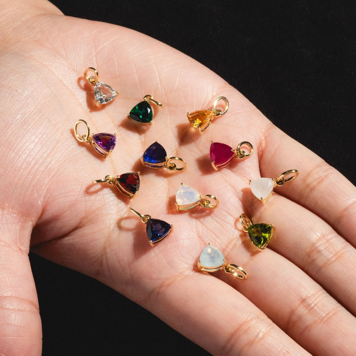 Solid Gold Trillion Birthstone Charm