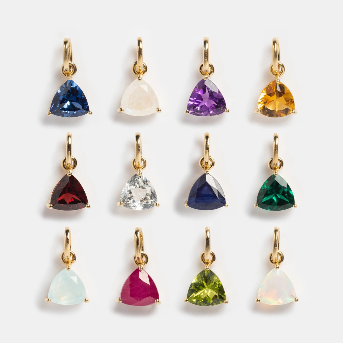 Solid Gold Trillion Birthstone Charm