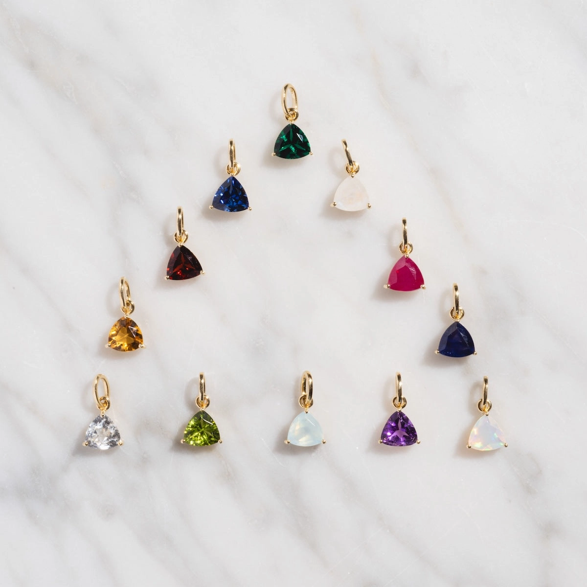 Solid Gold Trillion Birthstone Charm