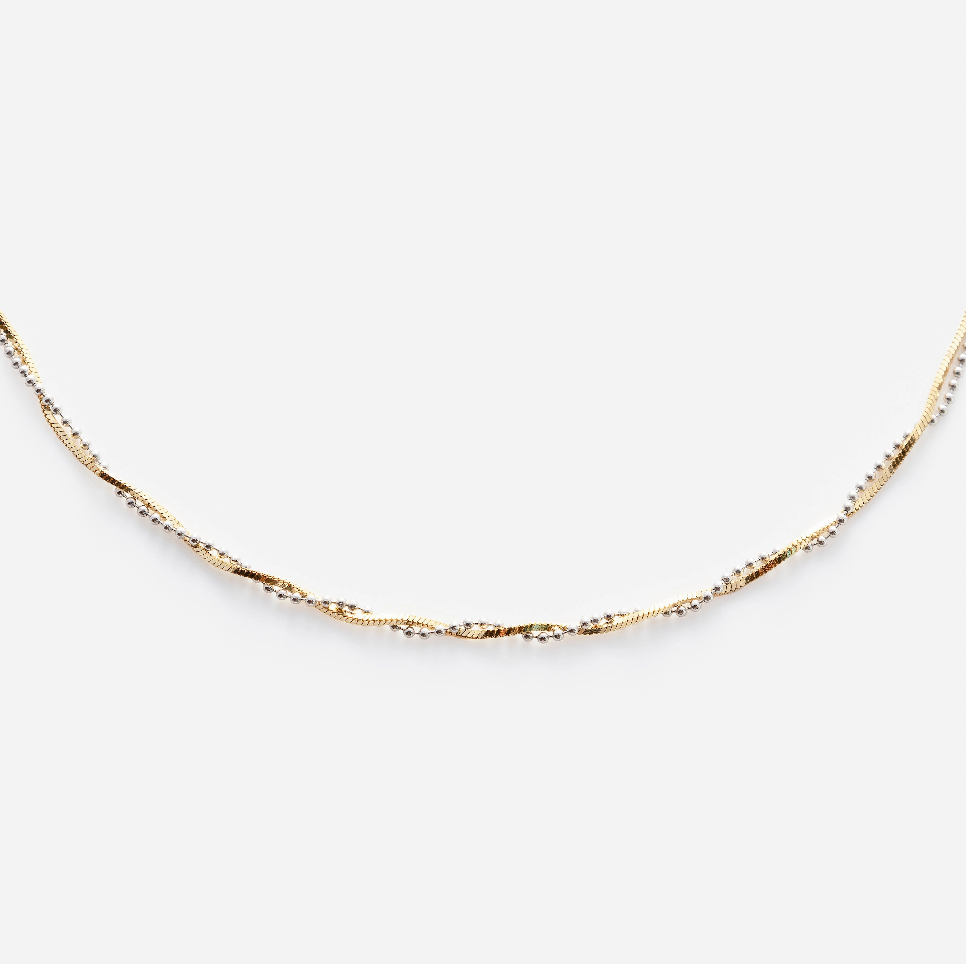 Solid Gold Twisted Mixed Metal Chain