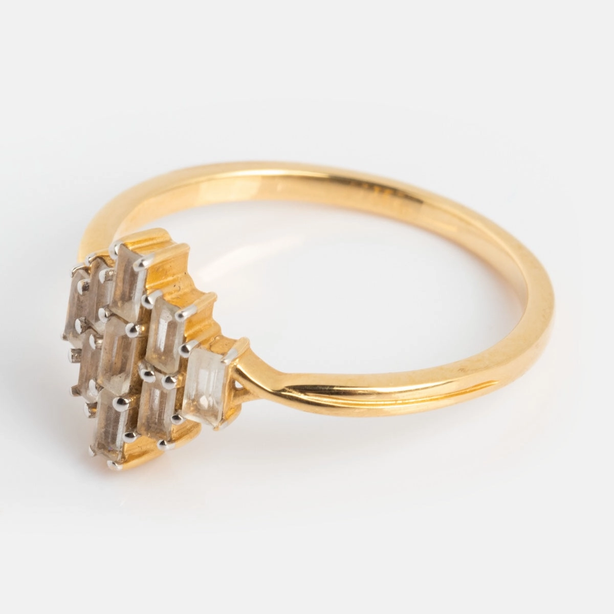 Solid Gold Vintage Inspired Baguette Shield Ring