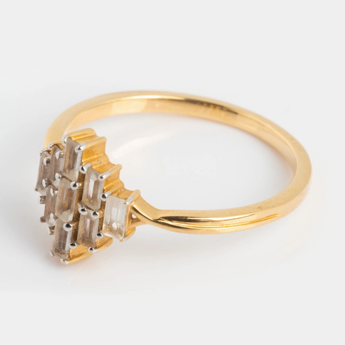 Solid Gold Vintage Inspired Baguette Shield Ring