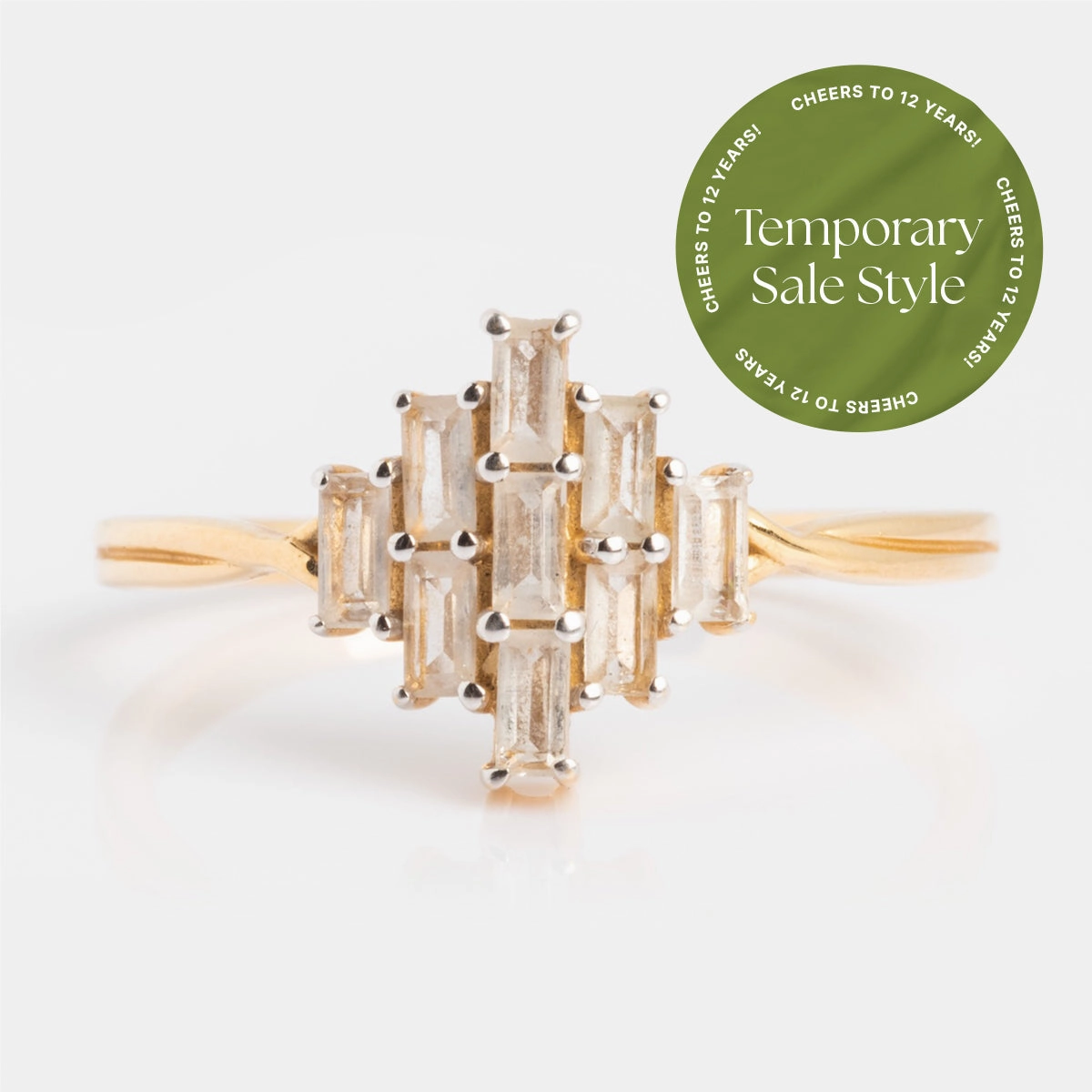 Solid Gold Vintage Inspired Baguette Shield Ring