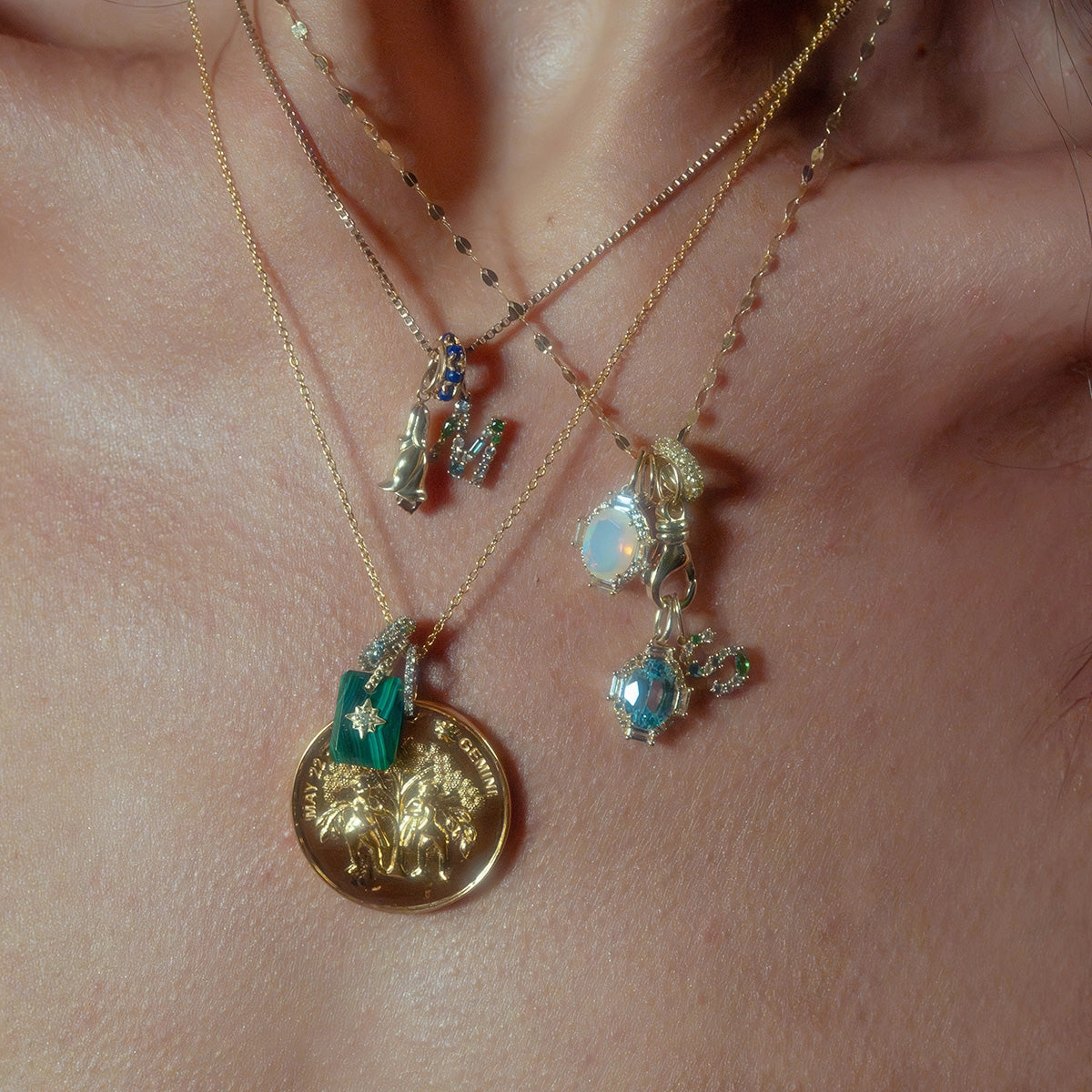 Solid Gold Vintage Inspired Birthstone Charm