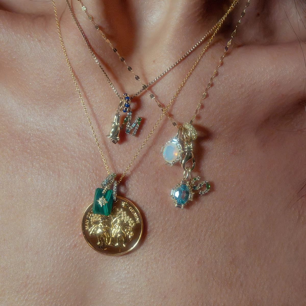 Solid Gold Vintage Inspired Birthstone Charm