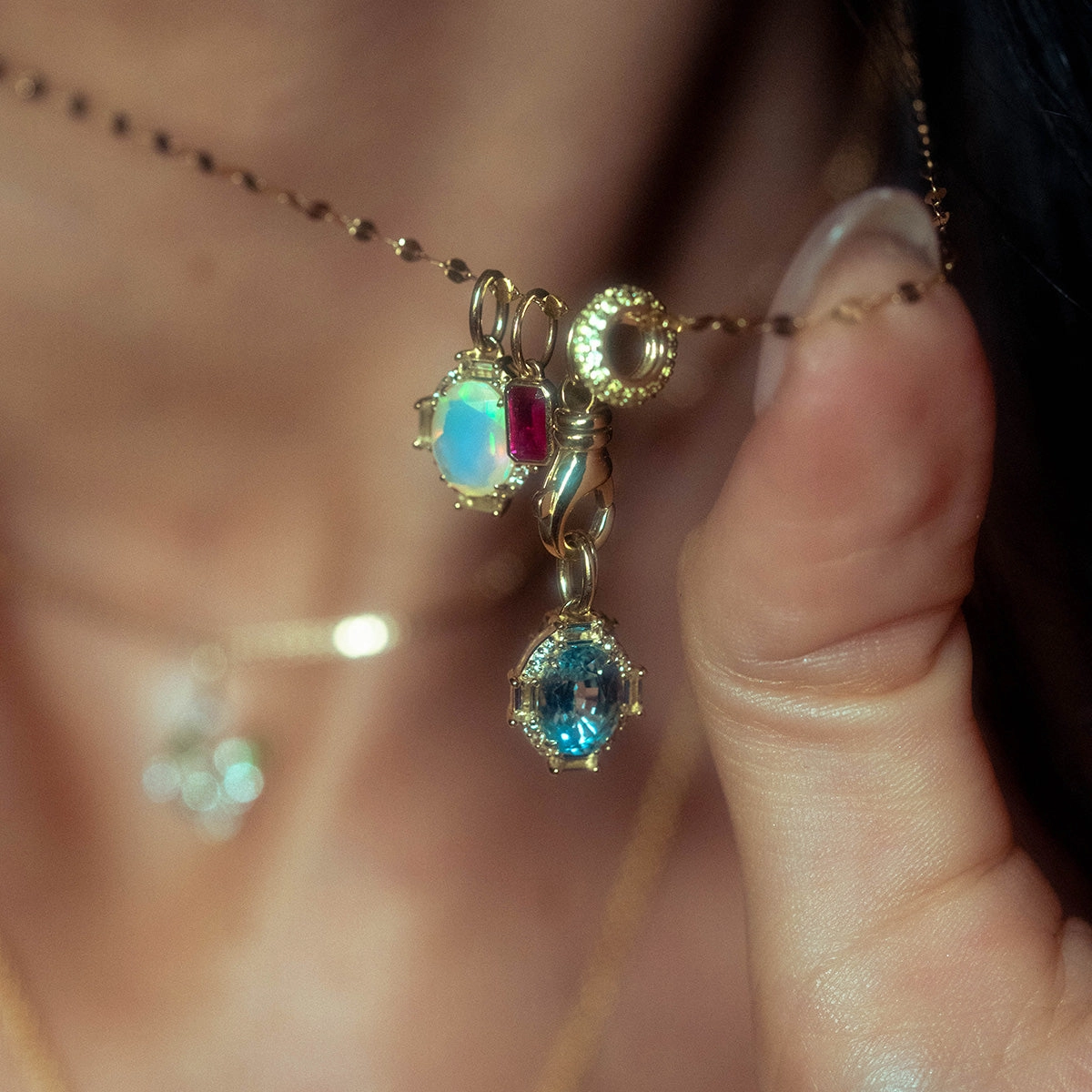 Solid Gold Vintage Inspired Birthstone Charm