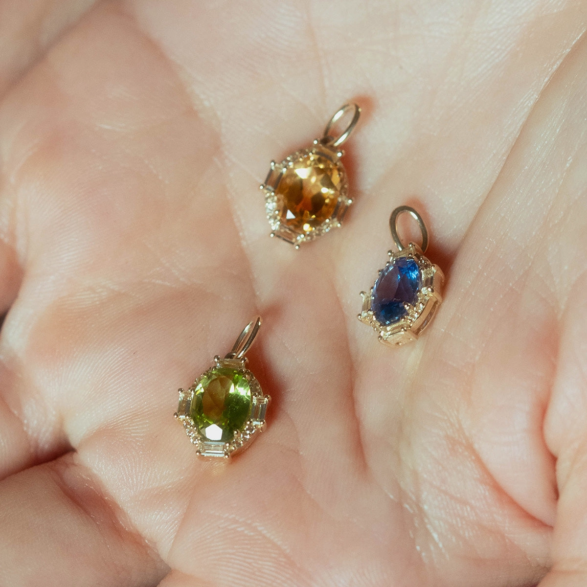 Solid Gold Vintage Inspired Birthstone Charm