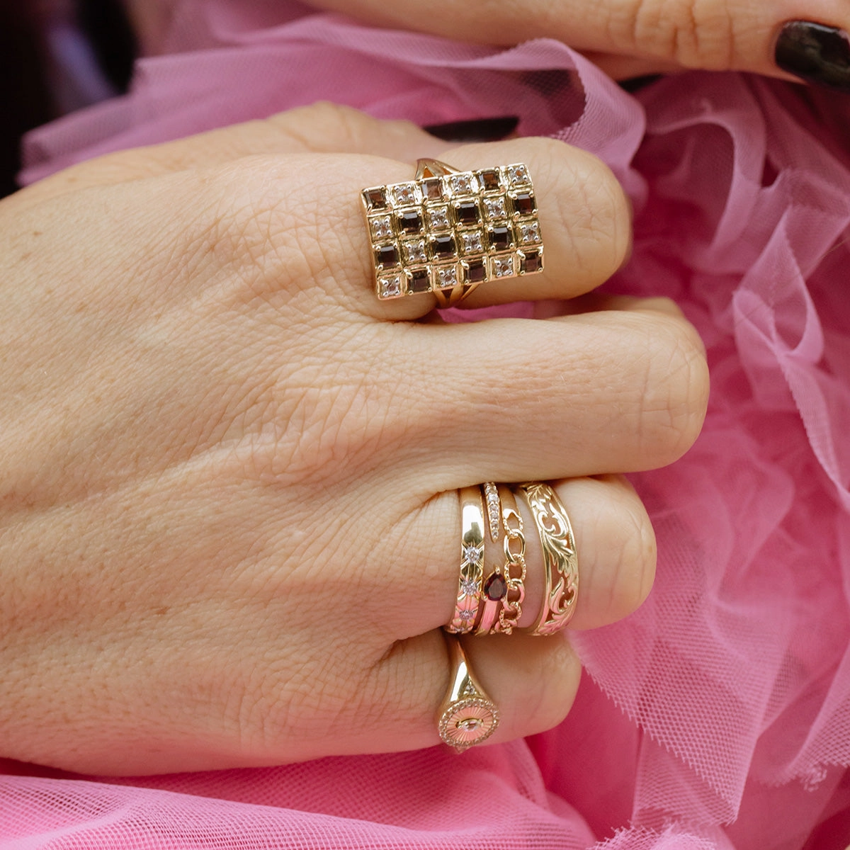 Solid Gold Vintage Inspired Diamond Band
